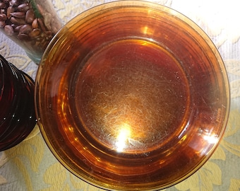 Platos de vidrio ámbar DURALEX, Francia, década de 1950 / Decoración de cocina retro / Vintage / Juego de 4 platos hondos de vidrio moldeado color ámbar