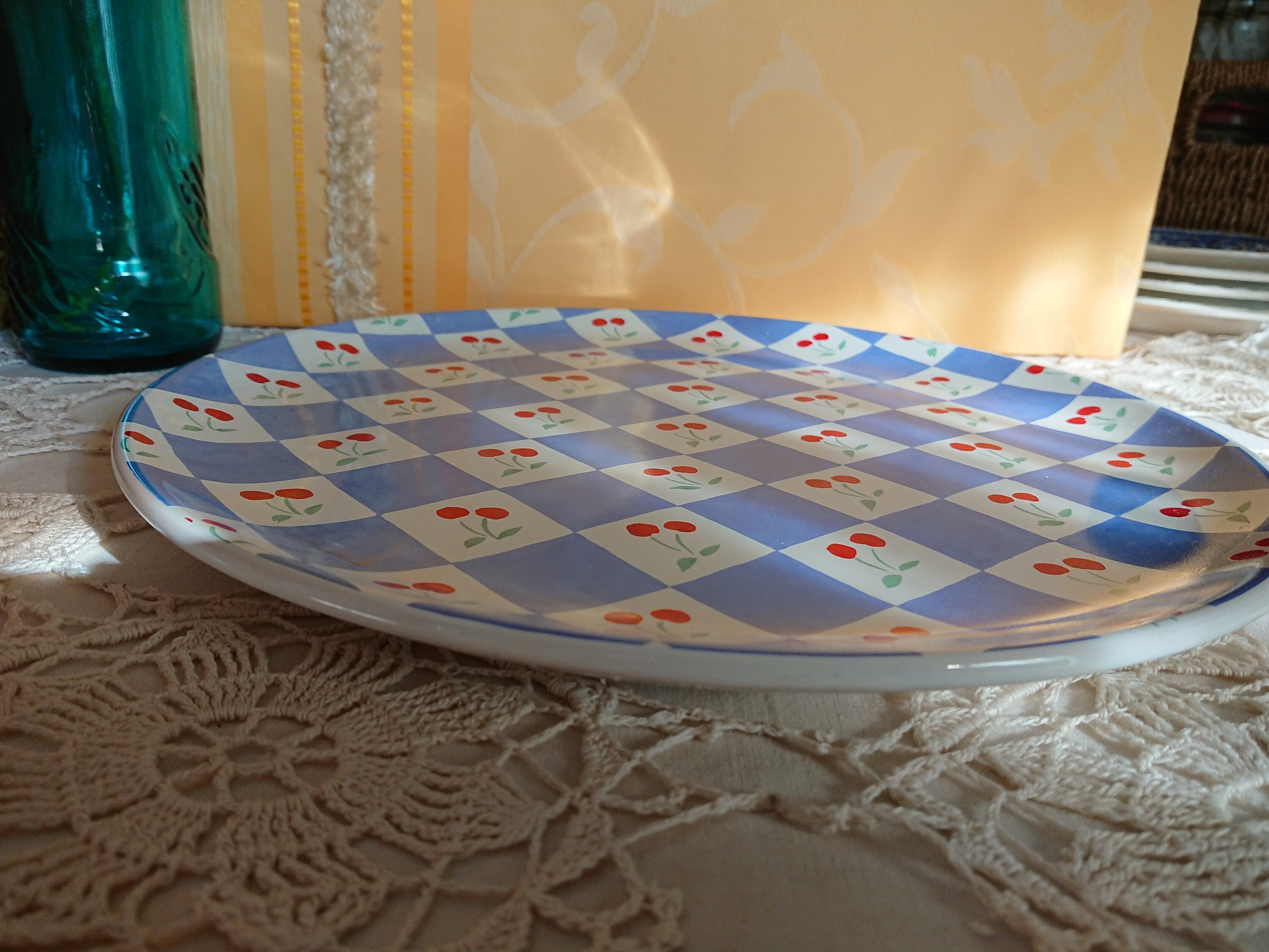 GENEVIEVE LETHU Blue Porcelain Tart Dish Paris France 1993