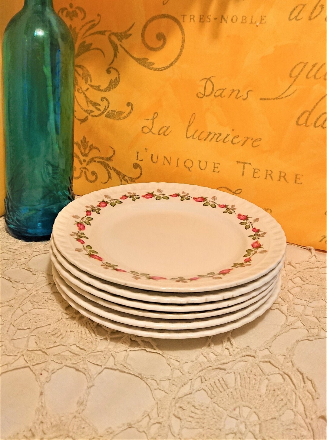 Socle à Gâteau (tazza) Gien France En Faïence Bleu/blanc Ancien - Occasion