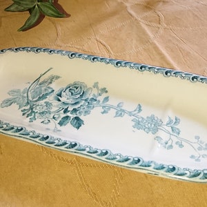 Coupelle Boulenger Choisy le Roi Faïence Terre de Fer XIX France / Décoration de Salle de Bain shabby / coupelle décor floral bleu