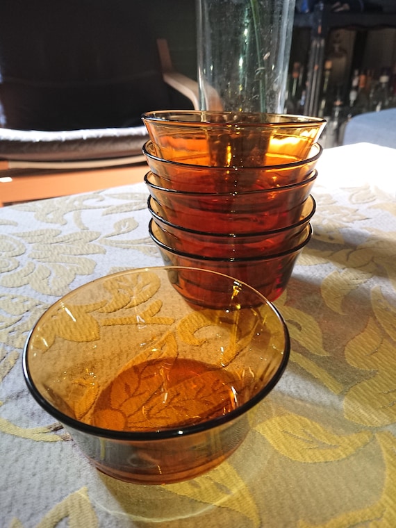 DURALEX Amber Glass Bowls FRANCIA 50 S vajilla Arte popular Juego de 6 copas de vidrio ambar hecho en Francia Etsy Mexico