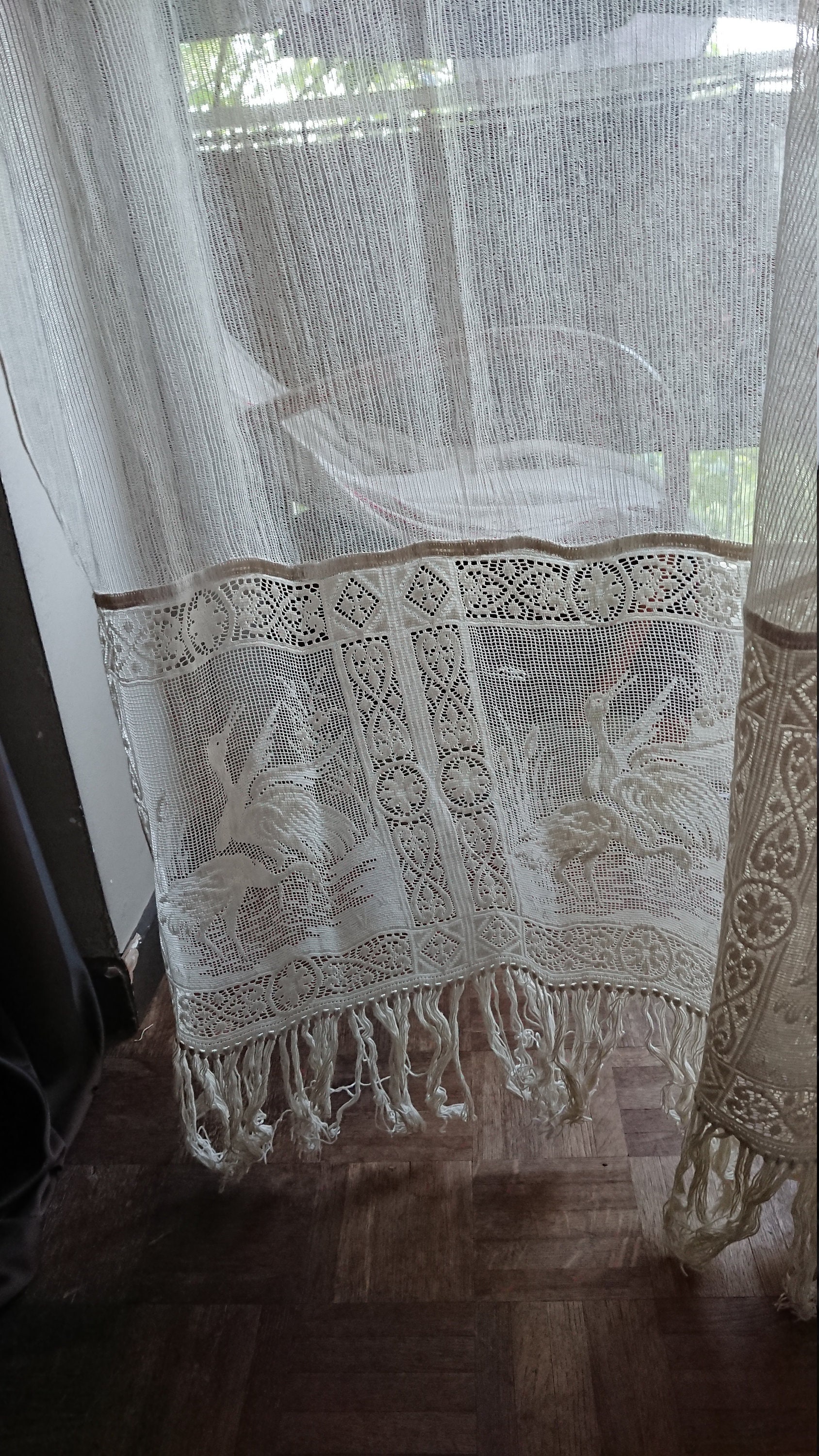 Rideau France Tulle Coton Provence Dentelle Xix/Décoration Chambre ou Salon Rideau Vintage Frise Den