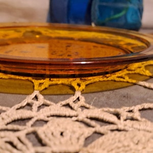 VERECO Amber Glass Dessert Plates France 50&#39;S / Vintage kitchen tableware / 6 flat dessert plates Amber glass flat rim