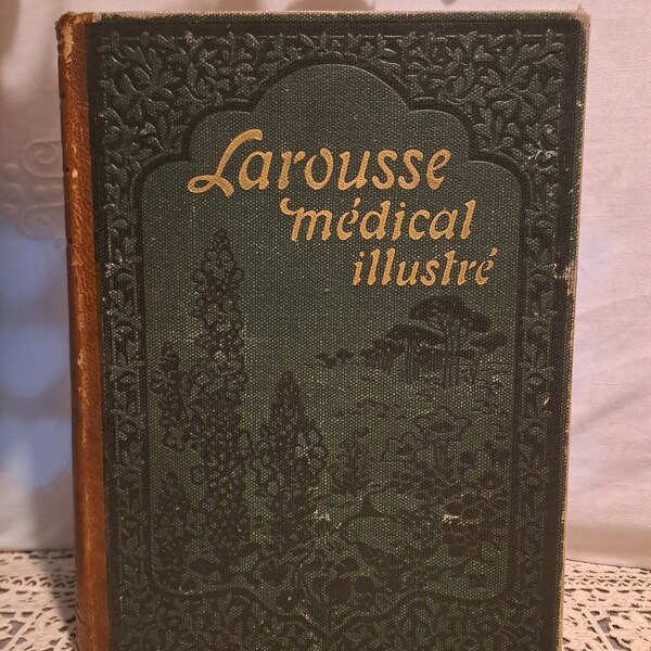 Livre Médical Relié Cuir Larousse France 1912 / décoration salon bibliothèque Bureau / Livre médical relié cuir des Dr Gallier et Boissière