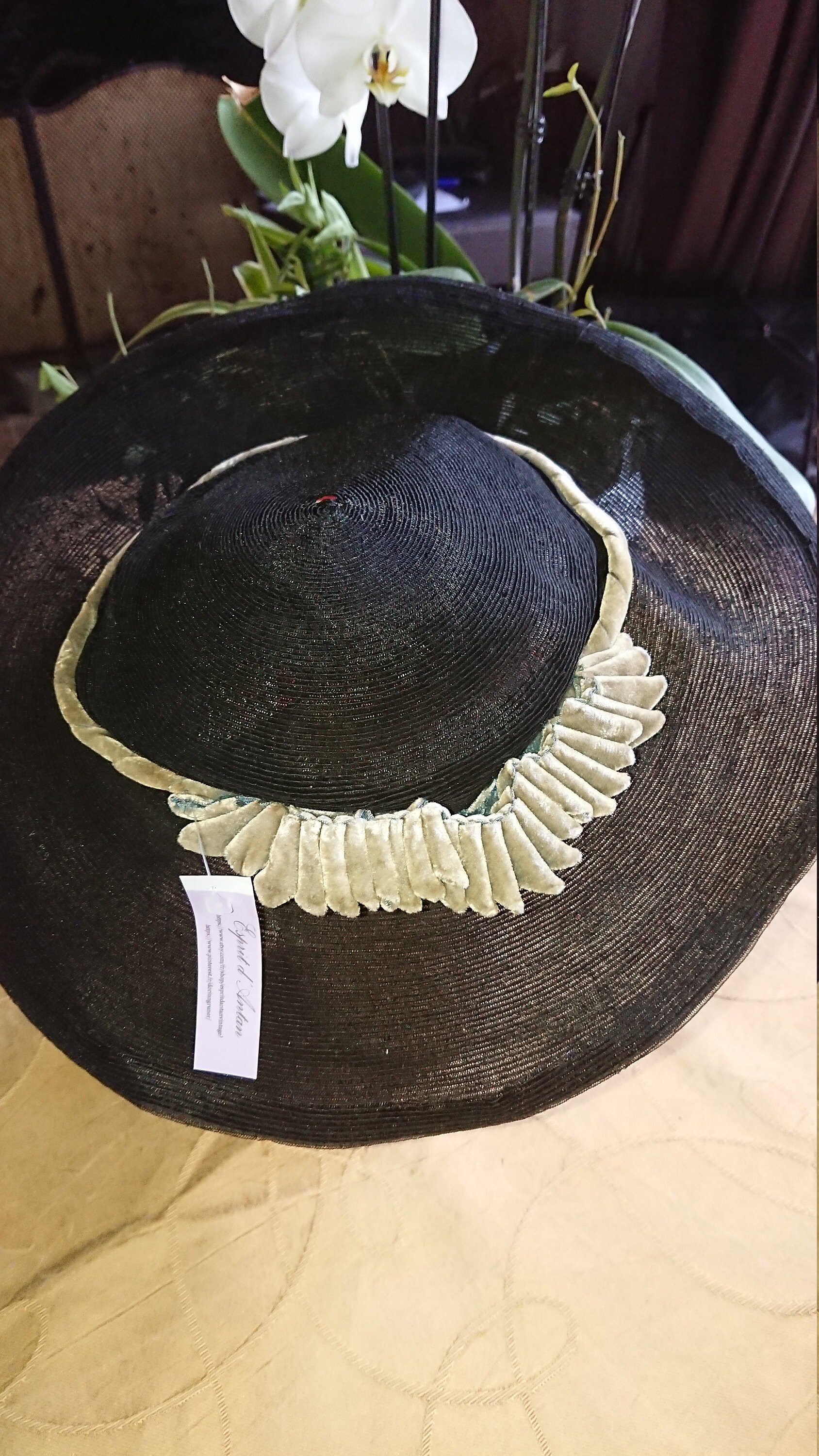 フランスアンティーク　リボンワーク ガラス風 ボックス ノワール黒　ミニチュア フランスアンティークリボンワーク ガラス風 ボックス ノワール黒