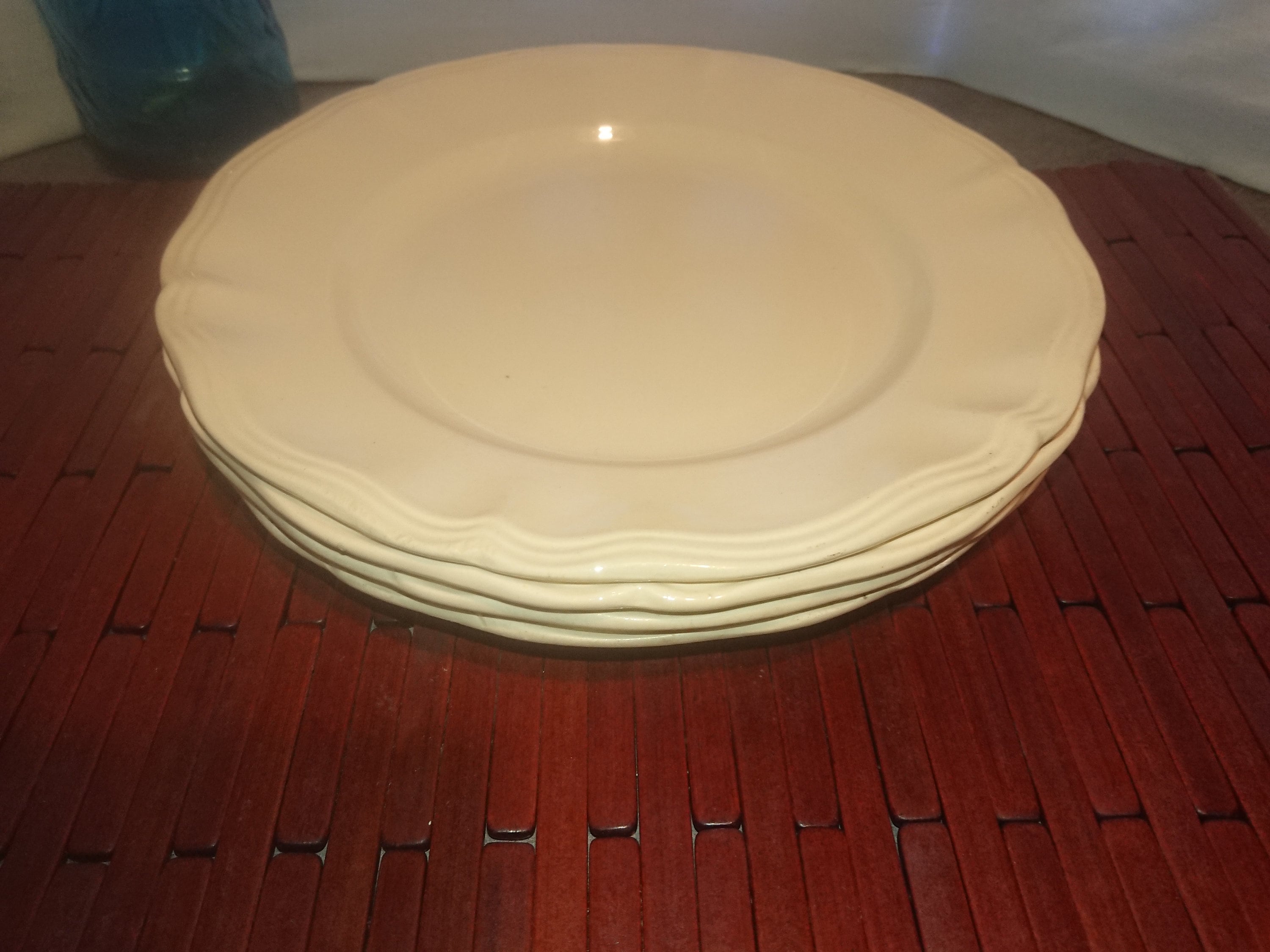 Lot De 6 Assiettes Anciennes Compartimentées - Faïence De Sarreguemines - Ivoire/Crème - Très Bon état