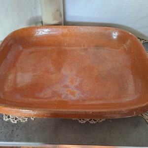 Rectangular Terracotta Dish France Faience XIX / Provencal tableware / large refractory terracotta dish sold without utensils