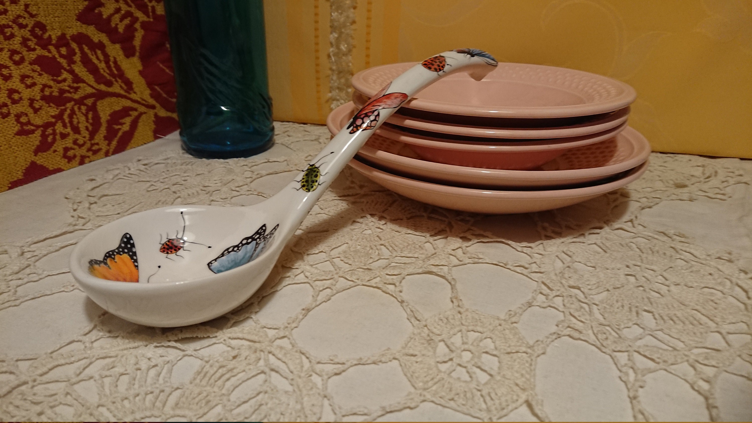 プレートとカップ GENEVIEVE LETHU Porcelain Paris France 1990 / Art 