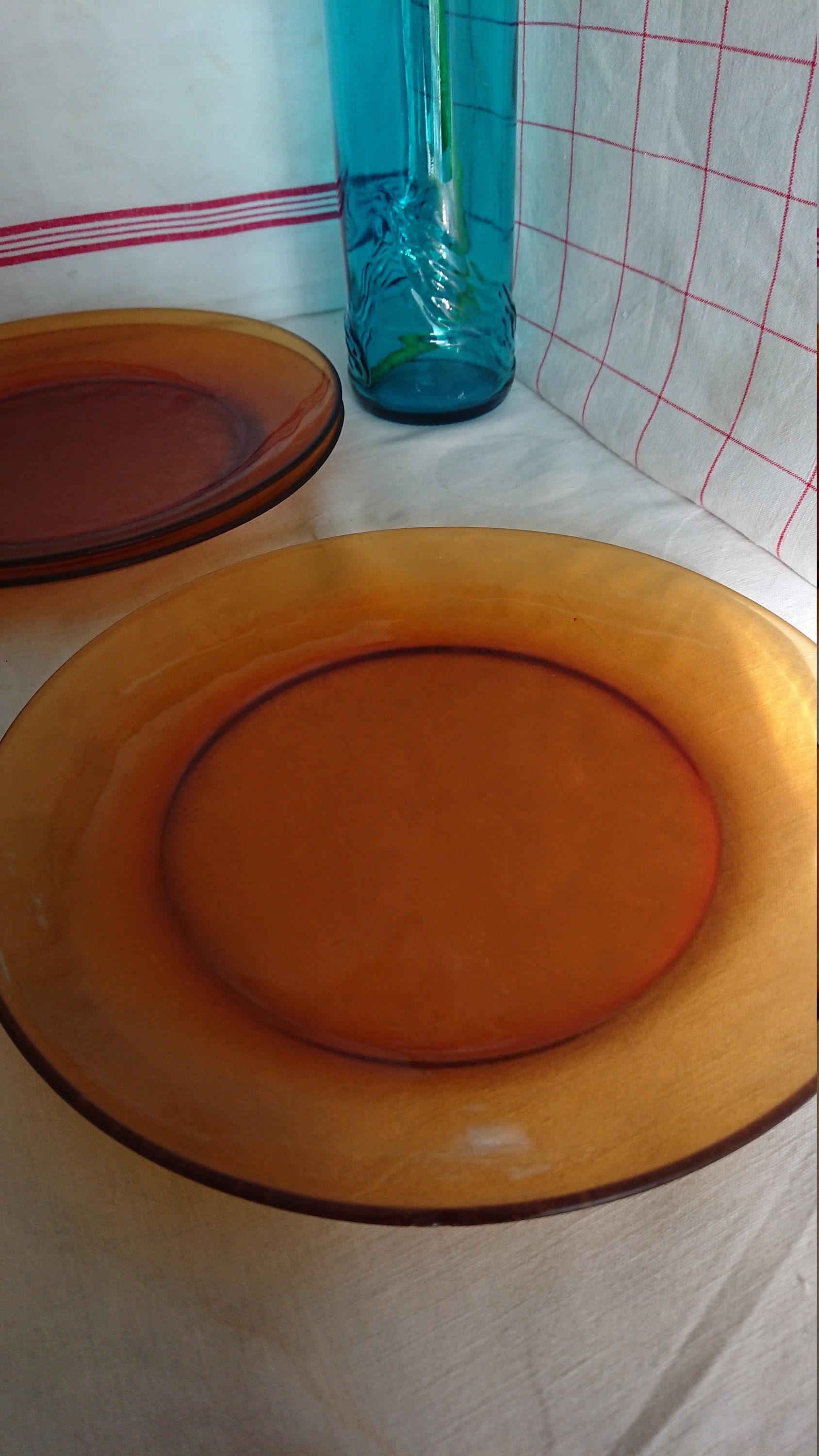 Plates DURALEX Amber Glass 50'S / Art of the Table / Etsy
