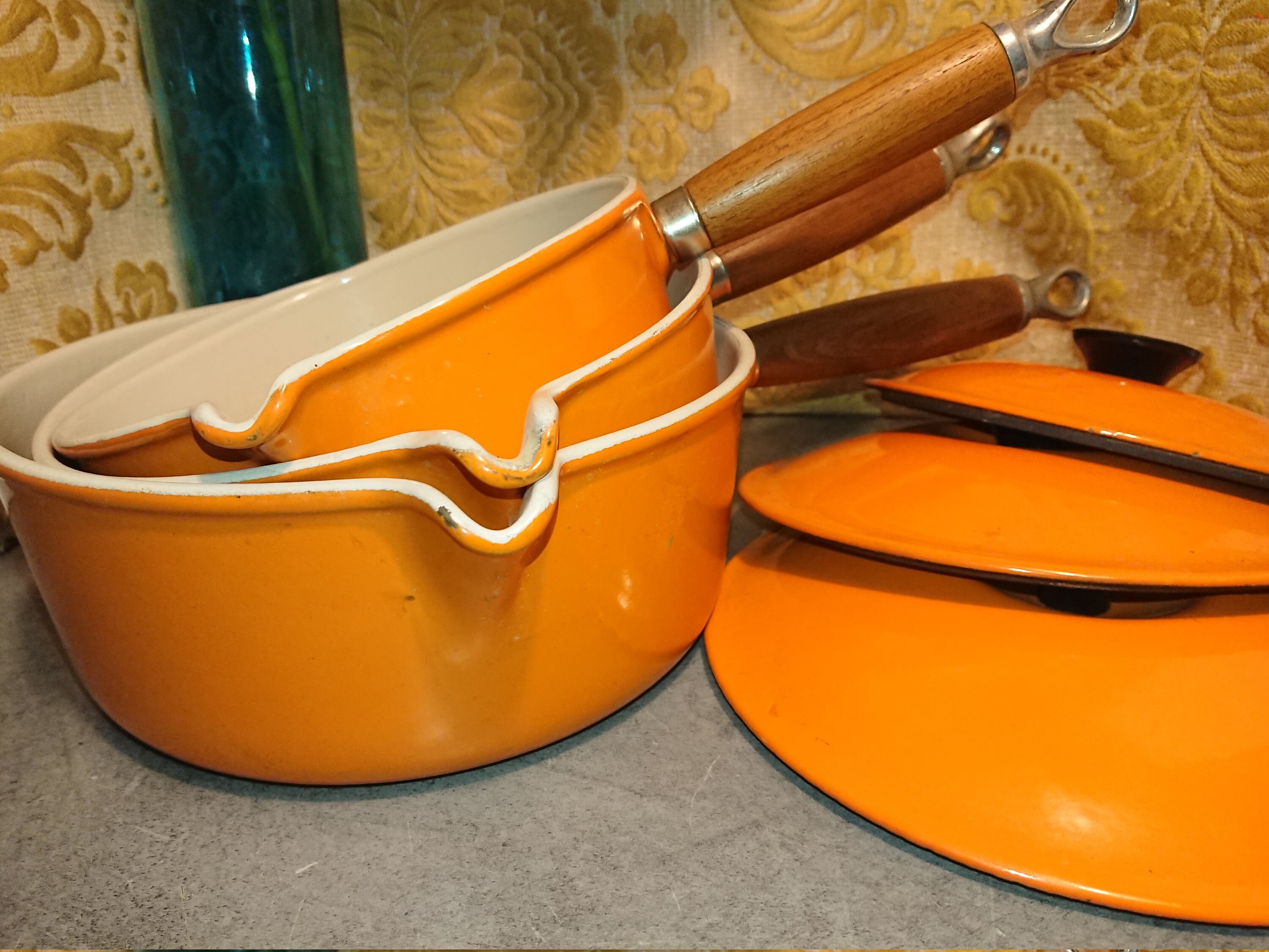 Le Creuset Casserole Fonte Orange Bois 18 cm Vintage France