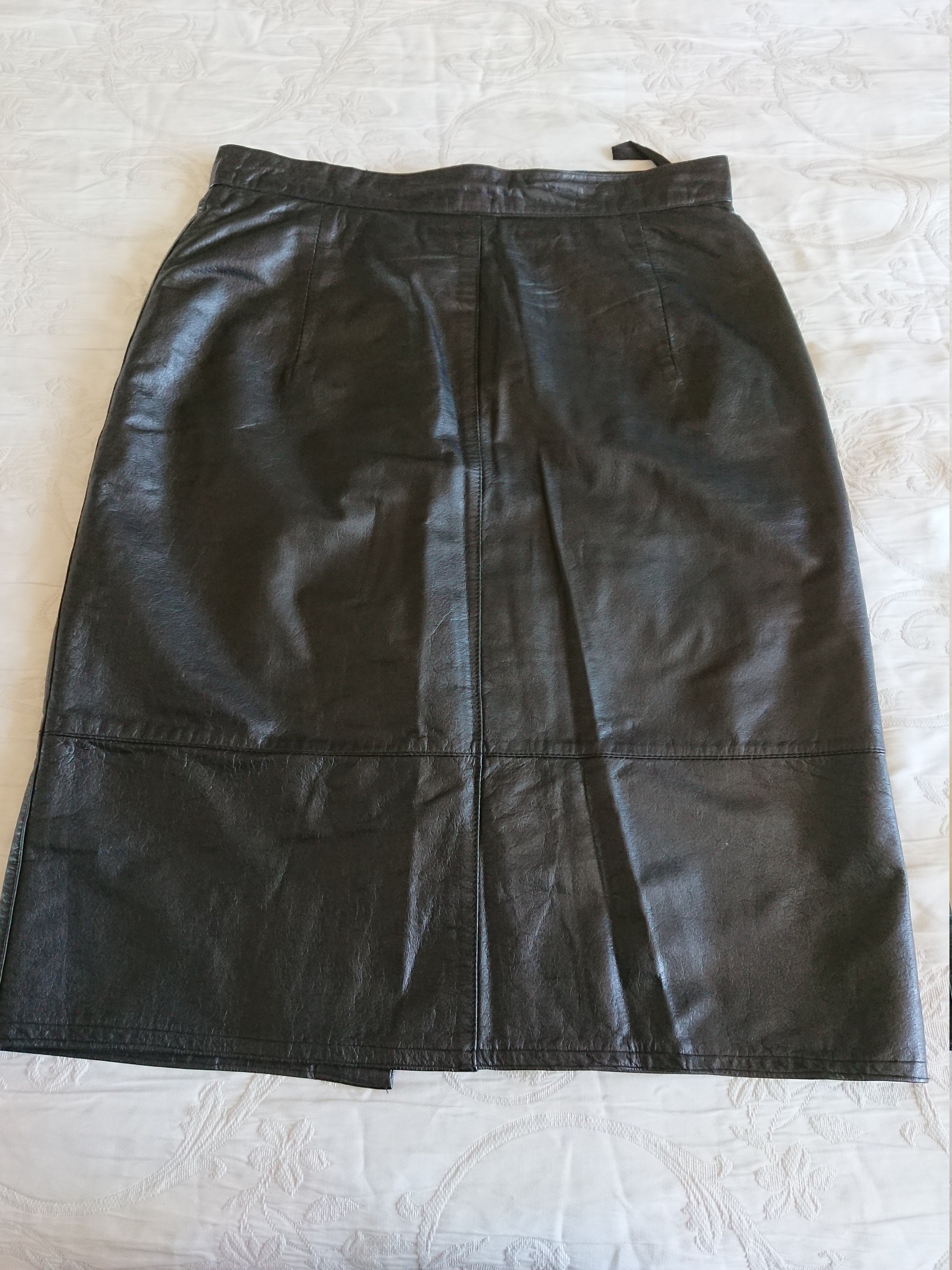Black Women's Leather Skirt 1990/ Haute Couture / French Fashion ...