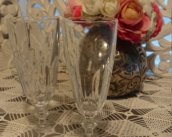 Flutes Champagne Cristal France 1900 vintage / decoration / tableware / shabby decoration / set of 6 crystal flutes made in France