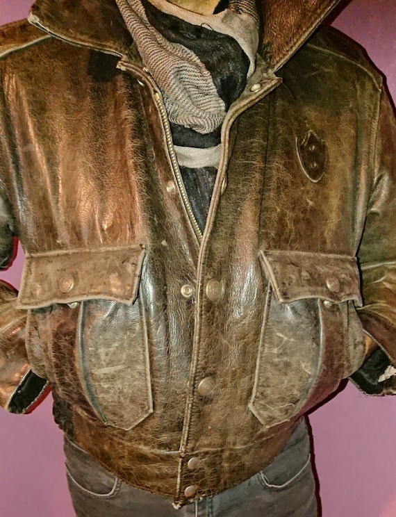 Mens Brown Vintage leather jacket | Free Shipping