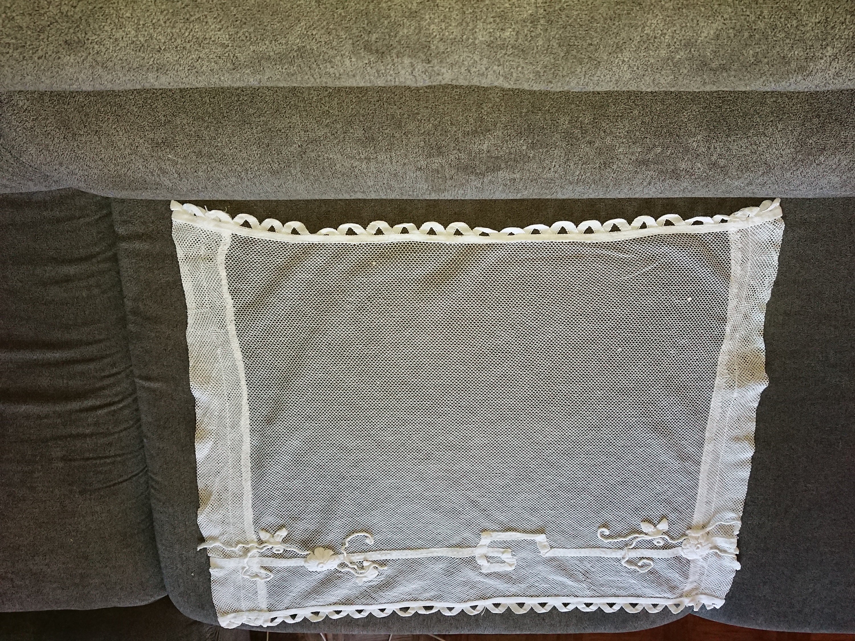 Rideau Tulle Coton Provence Brodé France 1940/Décoration Cuisine Rétro Vintage Petit Rideau Rectzang