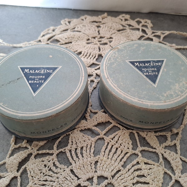 Boite Poudre de riz Malaceïne cosmétique maquillage Paris France Femme 1930 / esthetique décoration  / boite à poudre vendue à l'unité