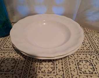 LUNEVILLE ivory earthenware plates, France, 1980 / Vintage retro tableware / 2 ivory-colored soup plates, reissue