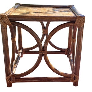 Pier Import 1980 Brown Rattan Night Coffee Table / Side Table for Workshop Veranda Decoration / Square Night Table or Coffee Table