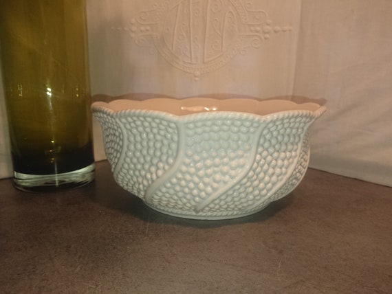 Ensaladera Loza Vegetal Blanco Francia Italia 80 S Vajilla Vintage Ensaladera Loza Redonda Patron de Vegetales Blancos Ondas de Perlas Etsy Mexico