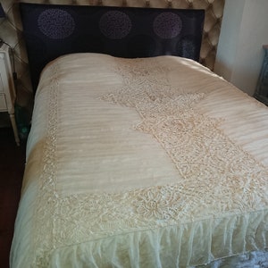 Plaid Dessus Lit France bed cover 1900&#39;S Provence / bedspread / bedroom decoration / vintage cotton tulle shabby old Provençal