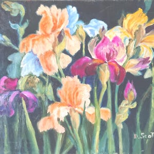 Painting D. SCOTTO &quot;IRIS&quot; France / Art / Collection / Impressionist / Contemporary painting / Painting Oil on canvas very colorful