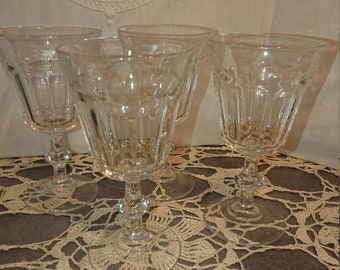 Crystal Wine glasses France 30'S / Tableware / Living decoration / retro glasses / 7 Art Nouveau carved crystal wine stems
