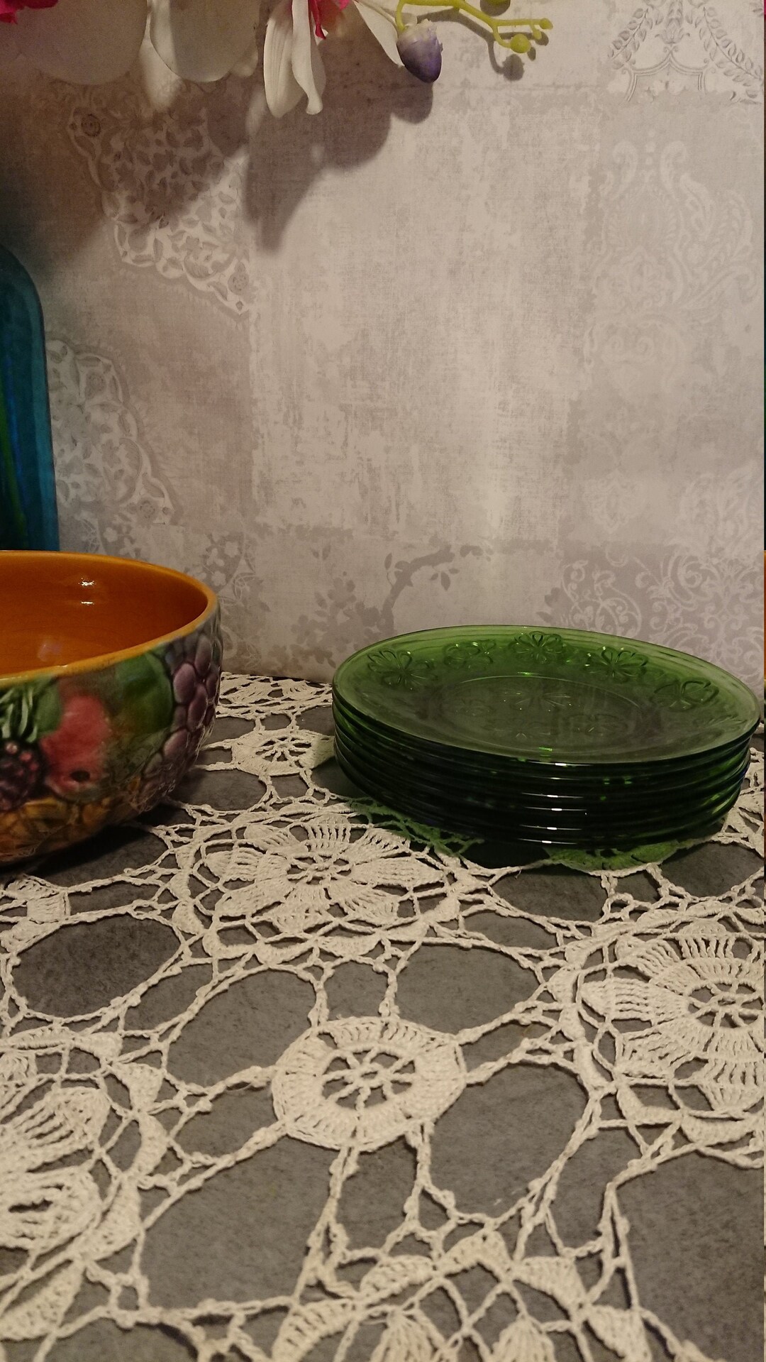 Plate VERECO Glass GREEN France 1970 / Art of the Table / Vintage
