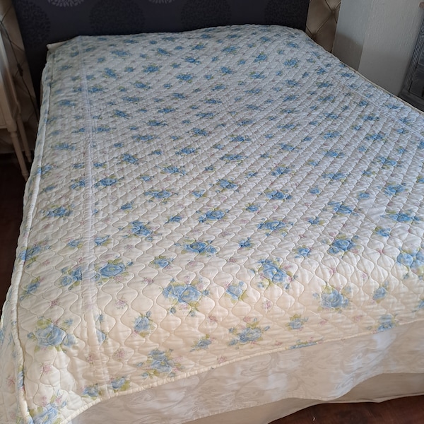 Dessus Lit Nylon Ameublement France 1950 / Tissu matelassé décoration Chambre Shabby rétro vintage / Couvre Lit de 2 personnes