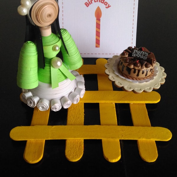 Quilled birthday doll