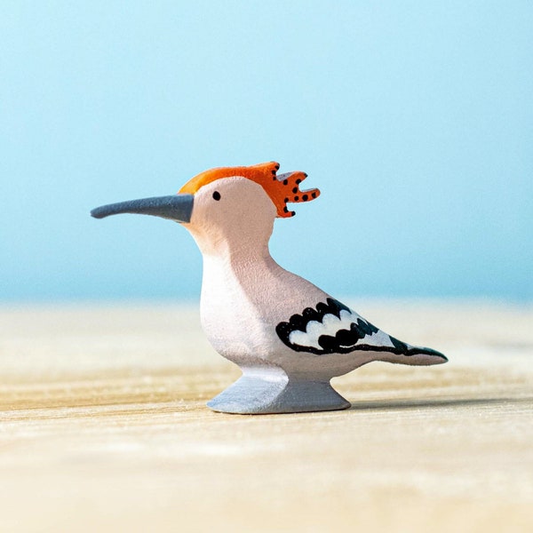 Waldorf Wooden Bird Hoopoe Figure | Artisan Crafted Oak Montessori Toy | Eco-Friendly Play