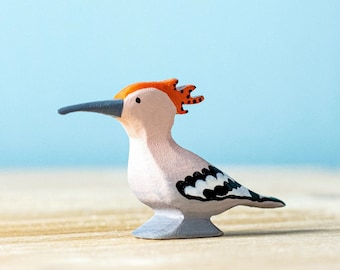 Figura de abubilla de pájaro de madera Waldorf / Juguete Montessori de roble artesanal / Juego ecológico