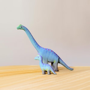 Waldorf Brontosaurus Toy | Montessori Prehistoric Animal Figure | Handmade with Organic Wood