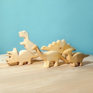 Handmade Wooden Dinosaurs | Tyrannosaurus | Stegosaurus | Triceratops | Brontosaurus | Waldorf Toy