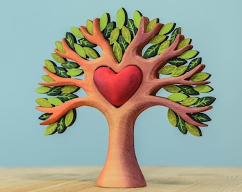 Arbre coeur I jouet Waldorf en bois fait main pour la Saint-Valentin | Cadeau d'amour