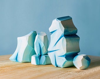Handmade Icy Rocks Waldorf Toy | Lime Wood Montessori Materials