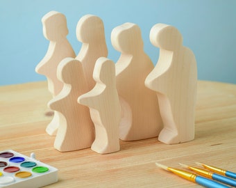 Paint-Your-Own Wooden Family Figures | Montessori Inspired DIY Toys | Handmade Waldorf Figurine