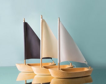 Handmade Wooden Toy Sailing Boat | Eco-conscious Waldorf Nautical Play | Collectible Gift