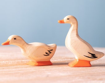 Figurine en bois « Canard » | Figurines en bois Waldorf | Animal en bois Figurine en bois animal domestique jouet en bois pour Waldorf et Montessori