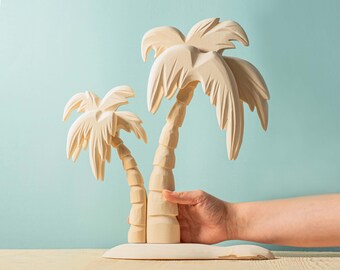 Handmade Naked Palm Tree Wooden Waldorf Toy for Montessori Play