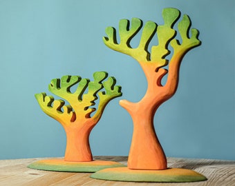 Montessori Wooden Dino Tree - Waldorf Inspired Handmade Playscape