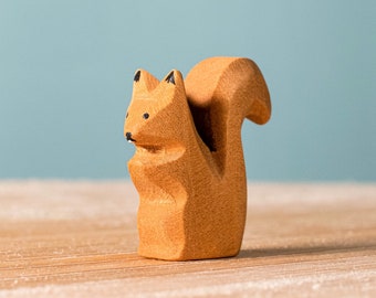 Waldorf Inspired Squirrel Wooden Animal | Handmade Organic Wood Toy for Montessori Play