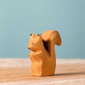 Waldorf Inspired Squirrel Wooden Animal | Handmade Organic Wood Toy for Montessori Play