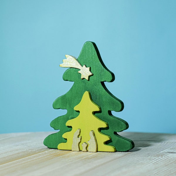 Handmade Christmas Tree Puzzle | Montessori Waldorf Wooden Toy