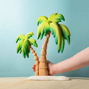 Jouet Waldorf en bois fait main avec palmier pour jeu Montessori
