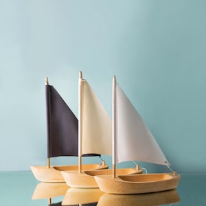 Handmade Wooden Toy Sailing Boat | Eco-conscious Waldorf Nautical Play | Collectible Gift