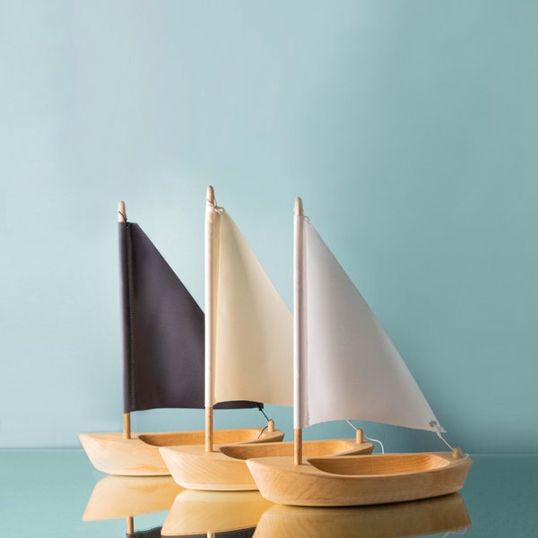 Handgefertigtes Holzspielzeug Segelboot | Umweltbewusstes Waldorf Nautisches Spiel | Sammler Geschenk
