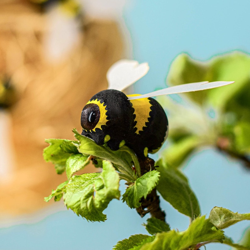 Wooden BumbleBee Figure Handmade, Eco-Friendly Waldorf Toy image 7