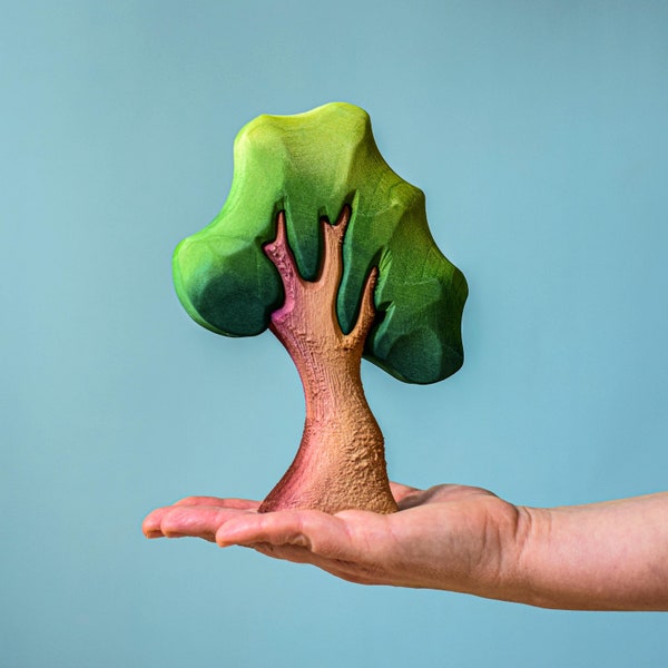 Handmade Small Wooden Oak Tree | Non-Toxic Painted Waldorf Wood Toy