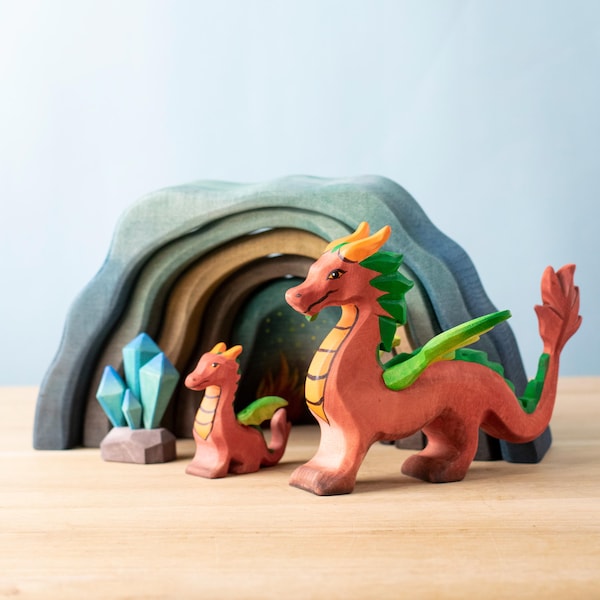 Handgemaakte houten drakenset | Waldorfspel, Bumbu Toys