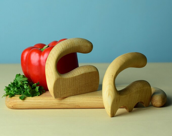 Handmade Montessori Wooden Kitchen Utensil Set | Toddler Chef Tools