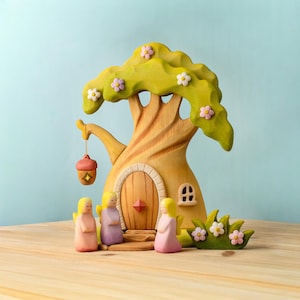 Handgemaakte houten betoverde boomhut SET | Magisch speelgoed voor fantasierijk spel | Milieuvriendelijke vrijetijdsbesteding